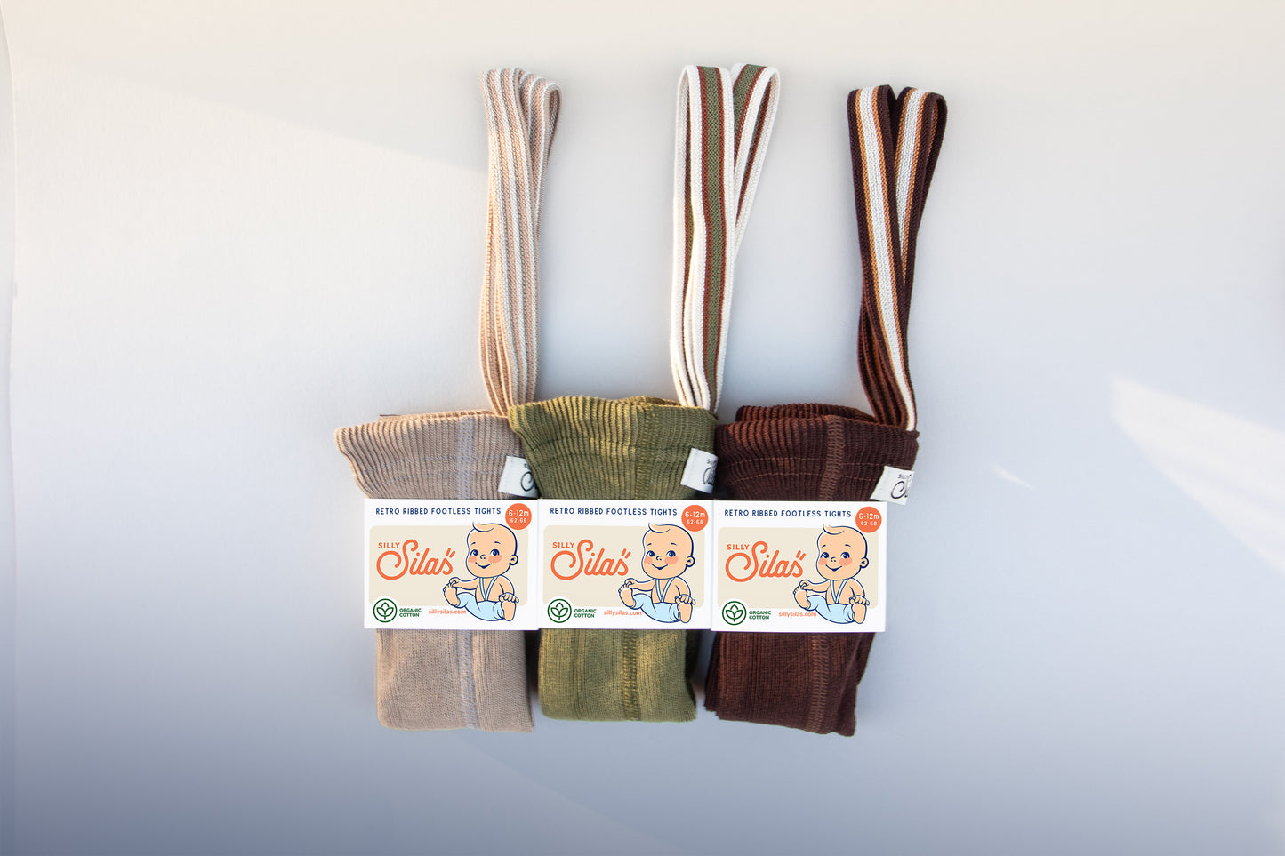 Retro Ribbed Footless Tights - Olive striped