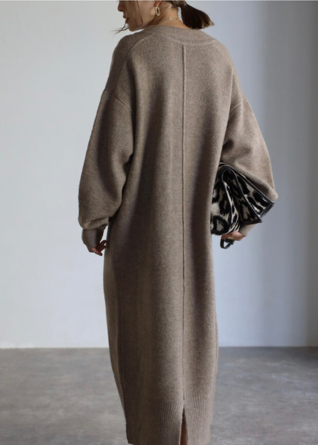 Deep V-neck Onepiece - Mocha
