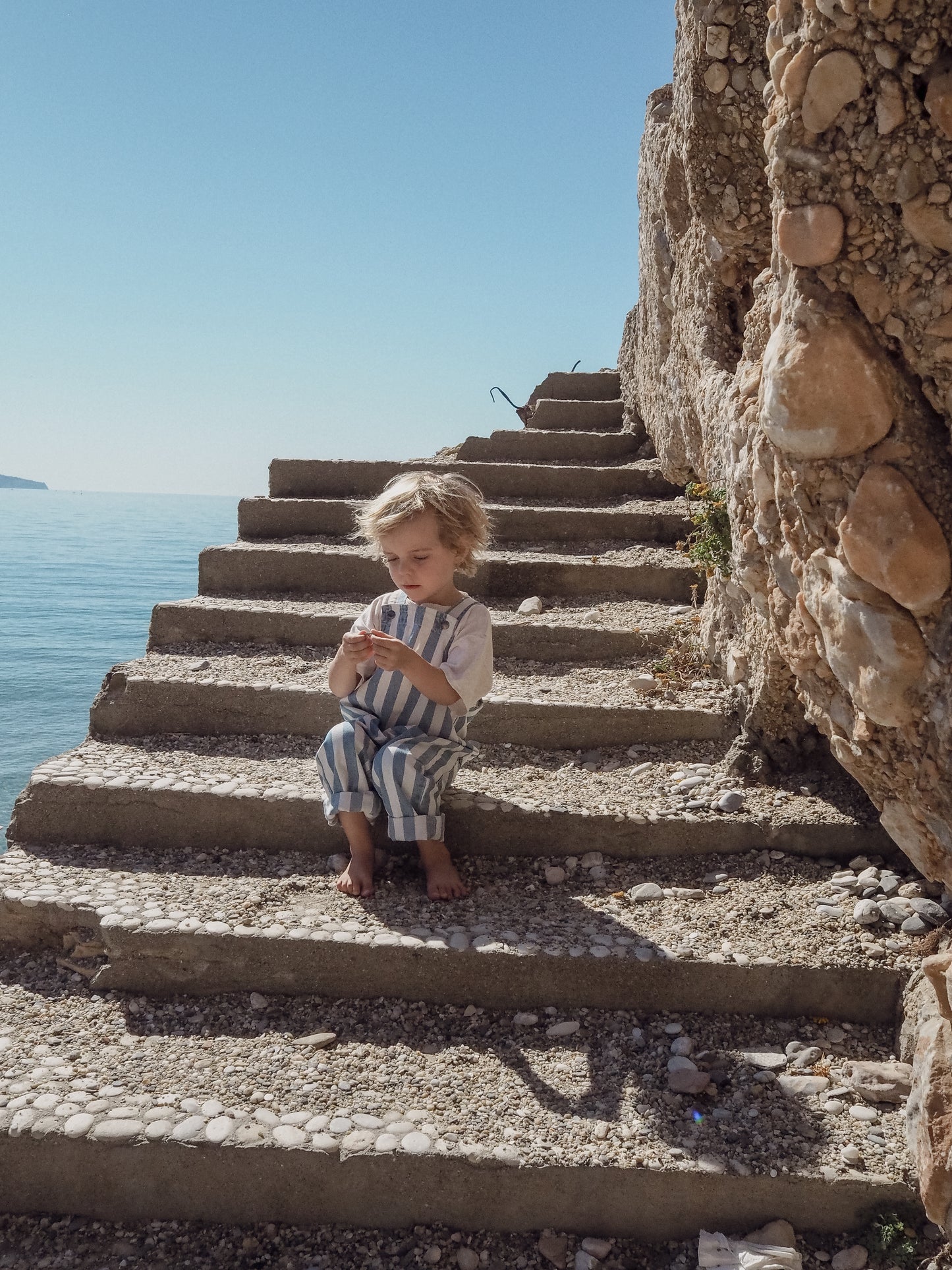DENIM STRIPE OVERALLS