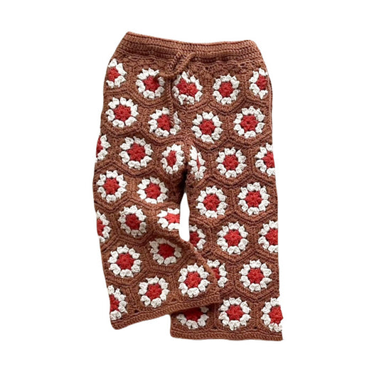 crochet pants - camel×orange