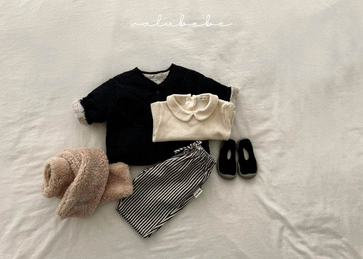 waffle round collar tee
