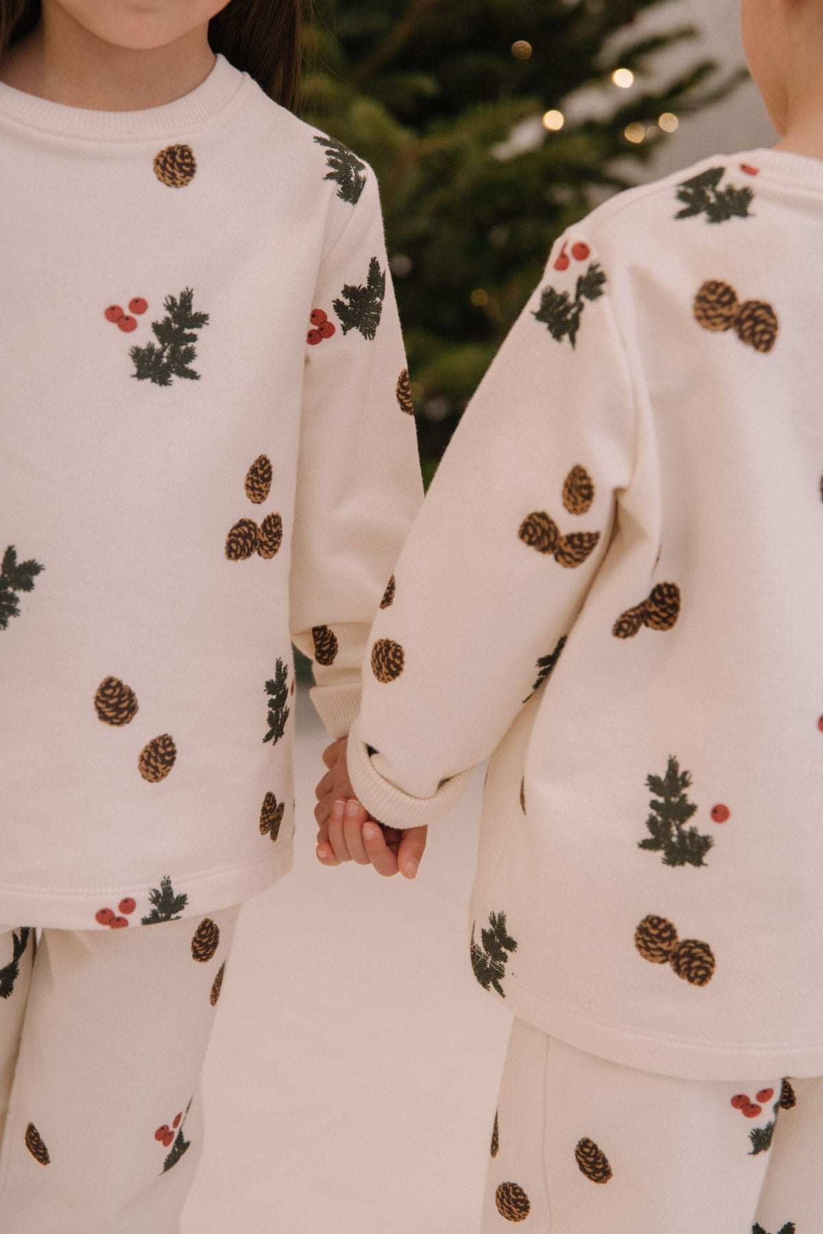 PYJAMA FLEECE 2 PIECES - ECRU / PINE BRANCHES