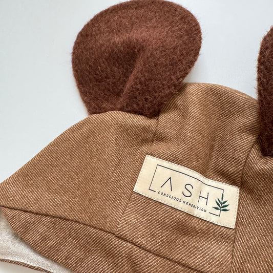 WOOL MOUSE BRIM BONNET - HAZELNUT (ALPACA EAR)