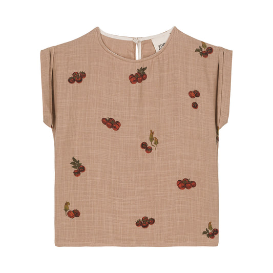 BLOUSE PRASLIN (Short sleeves) -  NOUGAT / TOMATO