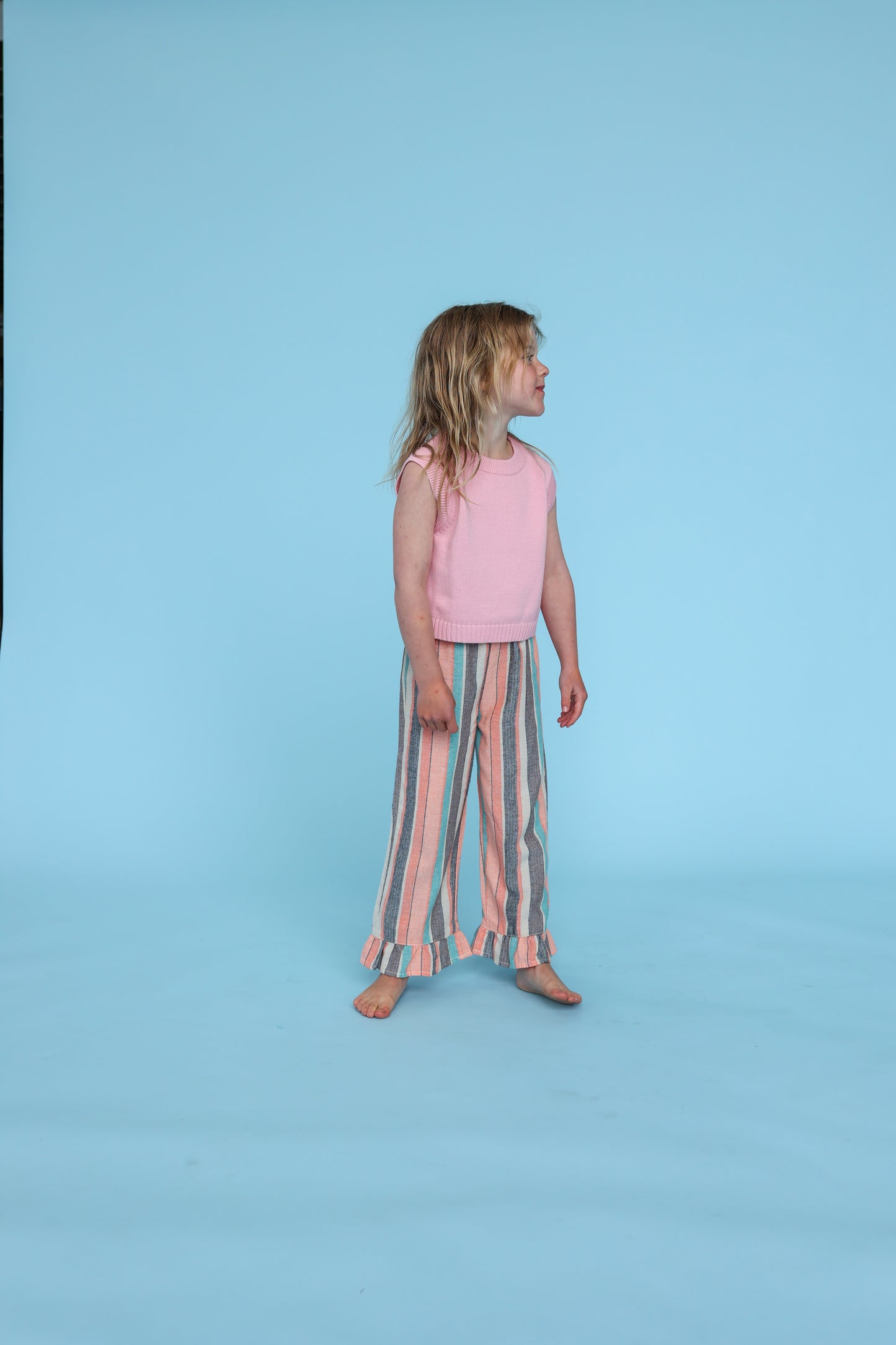 Summer Stripe Cotton Frill Pant - Summer Stripe
