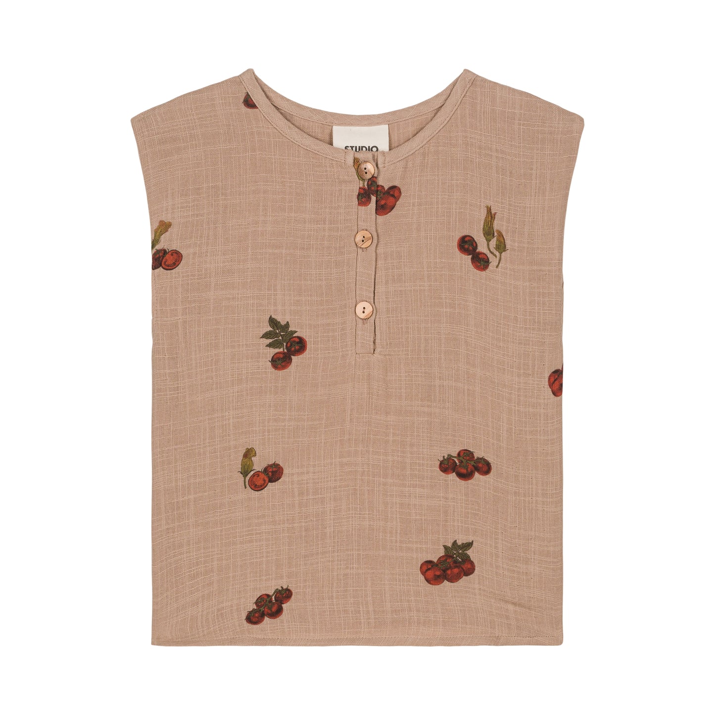 BLOUSE ROMAN (Sleeveless) - NOUGAT / TOMATO