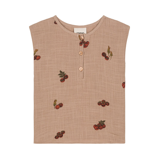 BLOUSE ROMAN (Sleeveless) -  NOUGAT / TOMATO