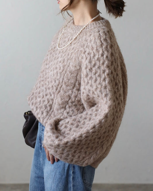Honeycomb Mix Volume Knit - Light Cocoa