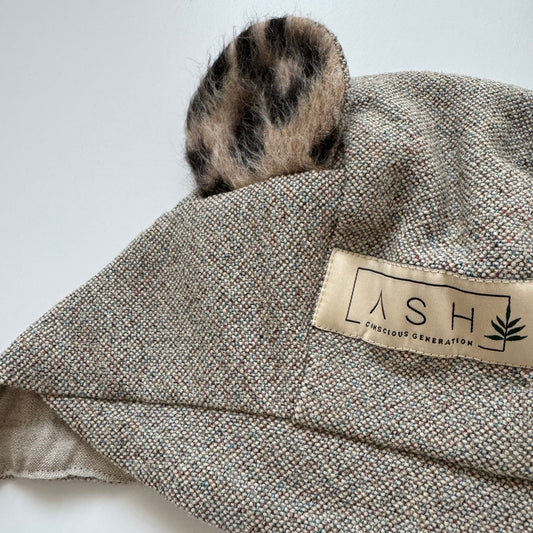 WOOL BEAR BRIM BONNET - CONFETTI (LEOPARD EAR)