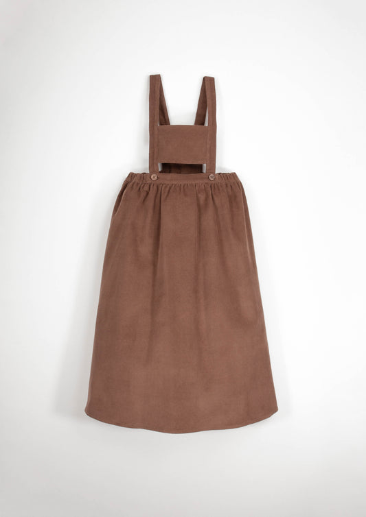 corduroy midi dress with bib - Ochre (Mod.36.1)