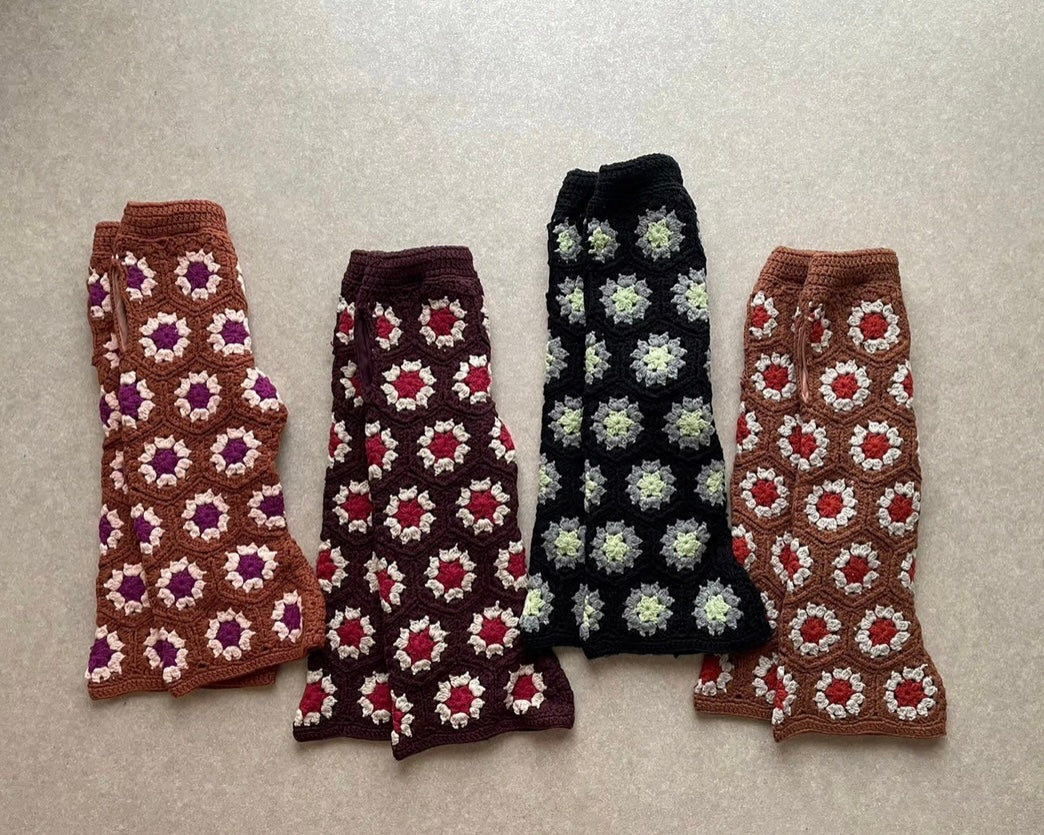 crochet pants - light brown×purple