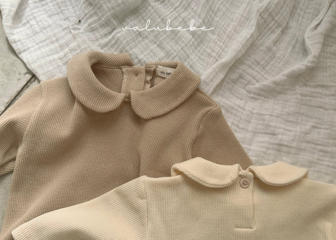 waffle round collar tee