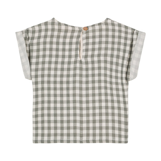 BLOUSE PRASLIN (Short sleeves) - GREY GREEN GINGHAM