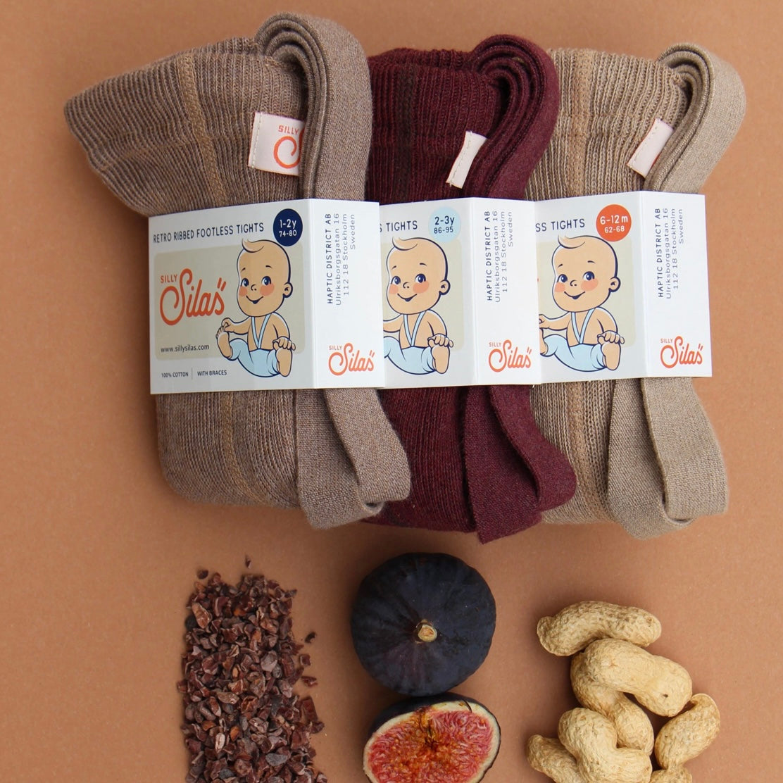 Retro Ribbed Footless Tights - Cocoa Blend