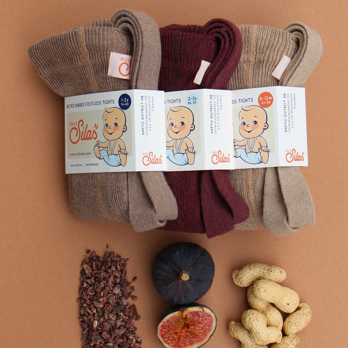 Retro Ribbed Footless Tights - Peanut Blend