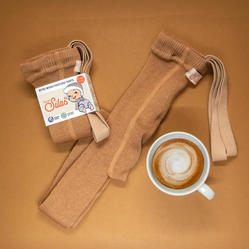 Retro Wooly Footless Tights - Cappucino