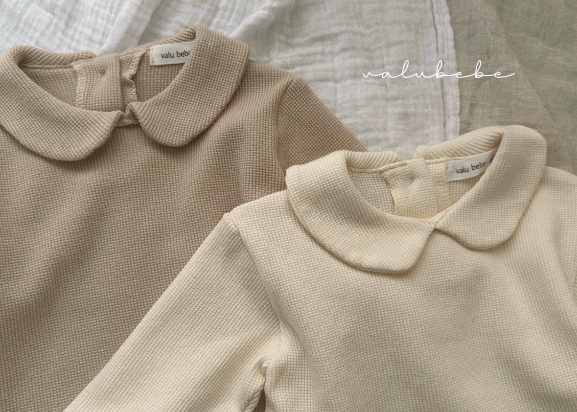 waffle round collar tee