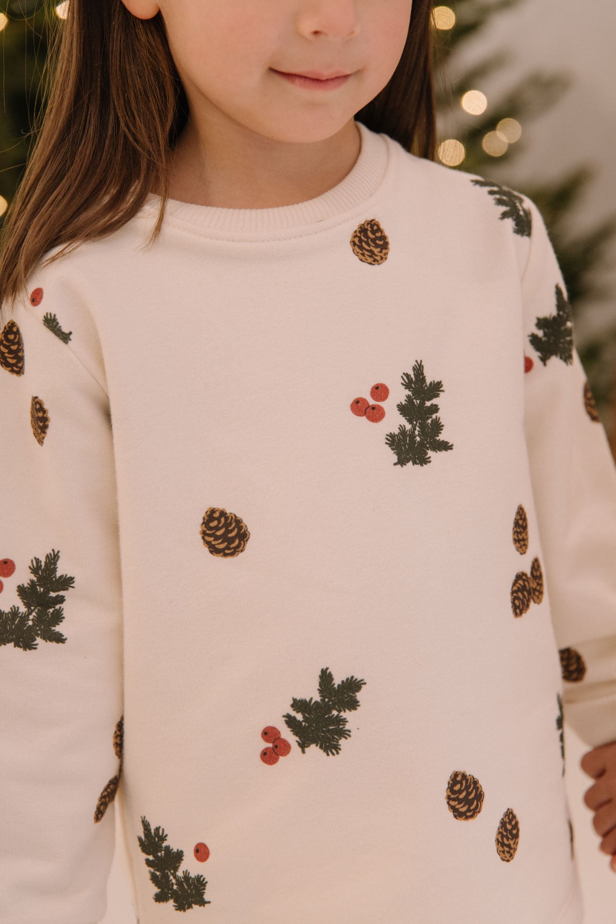 PYJAMA FLEECE 2 PIECES - ECRU / PINE BRANCHES