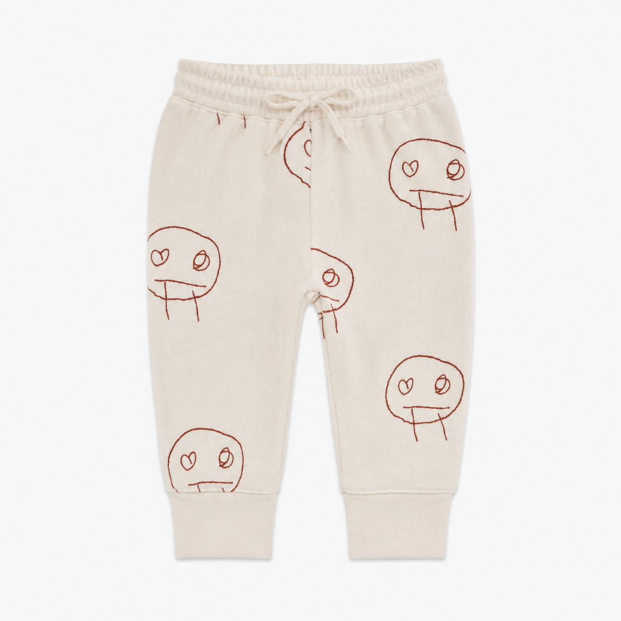 FREDS FACE TERRY TOWEL BABY JOGGERS - CREAM/RED [Another Fox] – anoko.