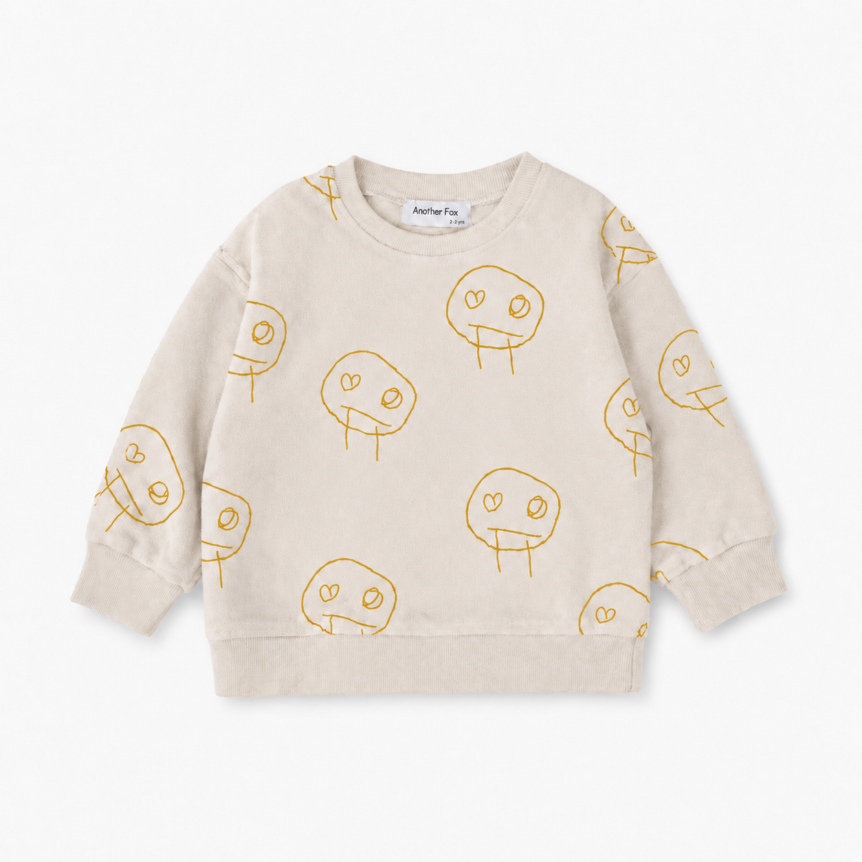 FREDS FACE TERRY TOWEL KIDS SWEATSHIRT - CREAM/YELLOW [Another Fox