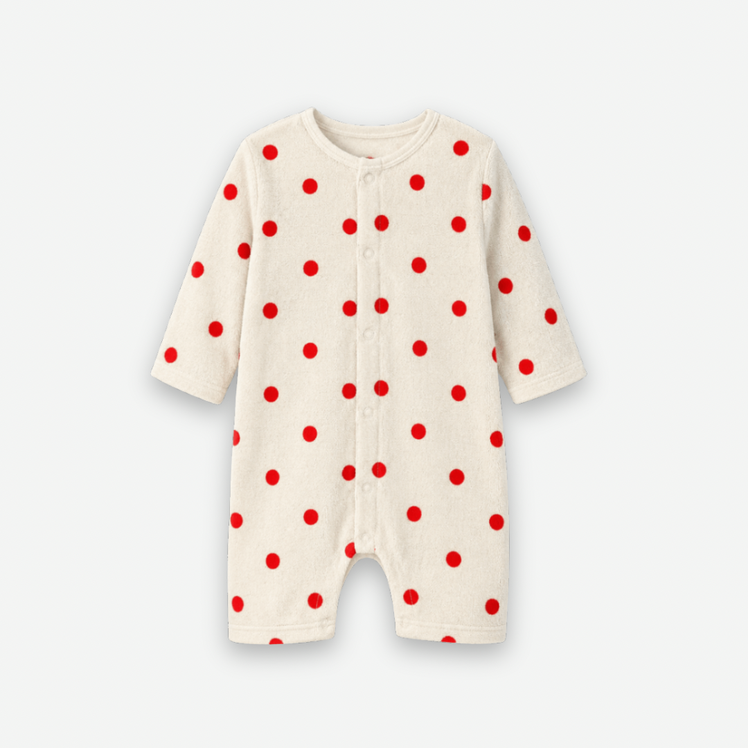 RED DOT TERRY TOWEL BABY SHORTLEG ROMPER [Another Fox] – anoko.