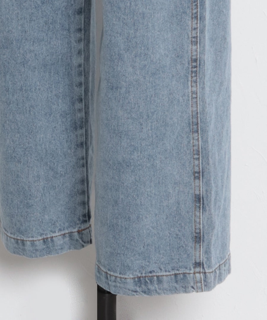 front zip denim salopette / blue