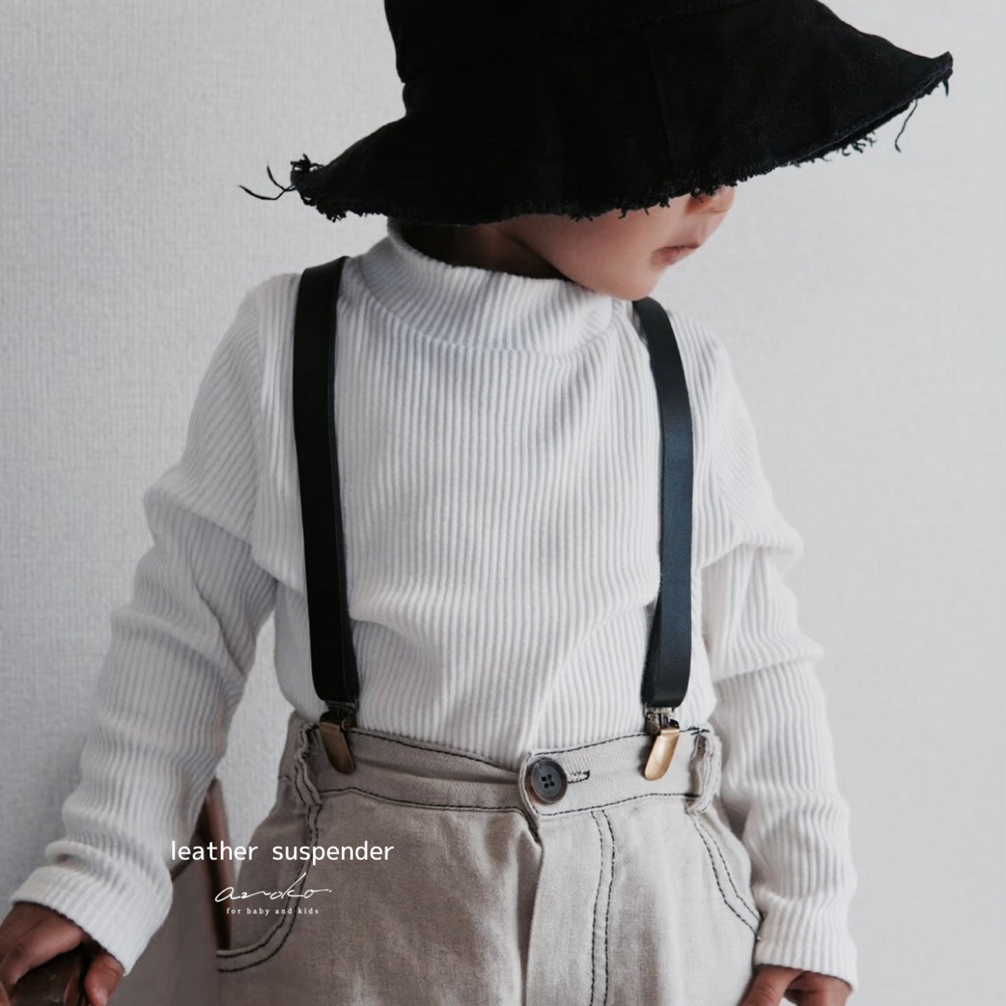 leather suspender / camel