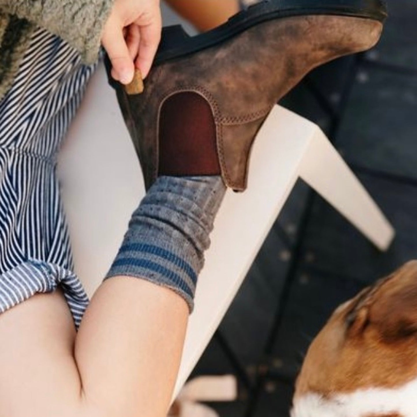 collegien / Noa - Ribbed Nepp-Yarn Varsity Knee-high Socks (Doux Agneaux)