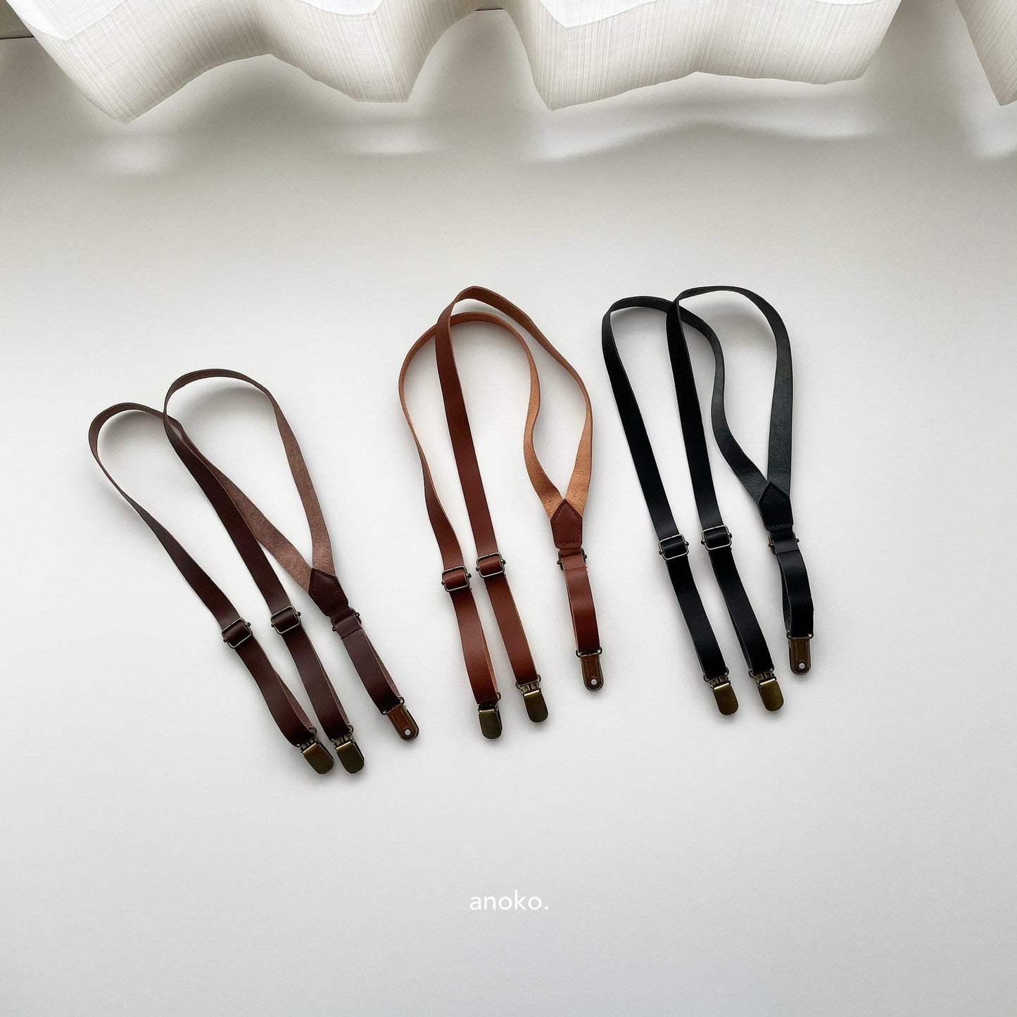leather suspender / camel