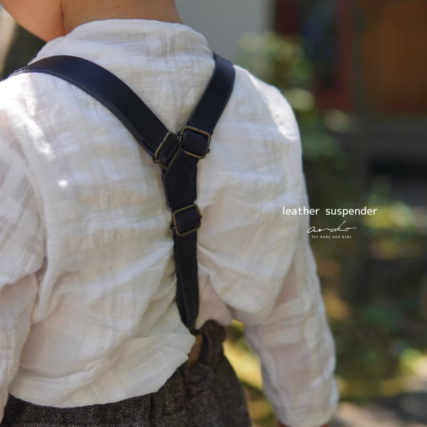 leather suspender / camel