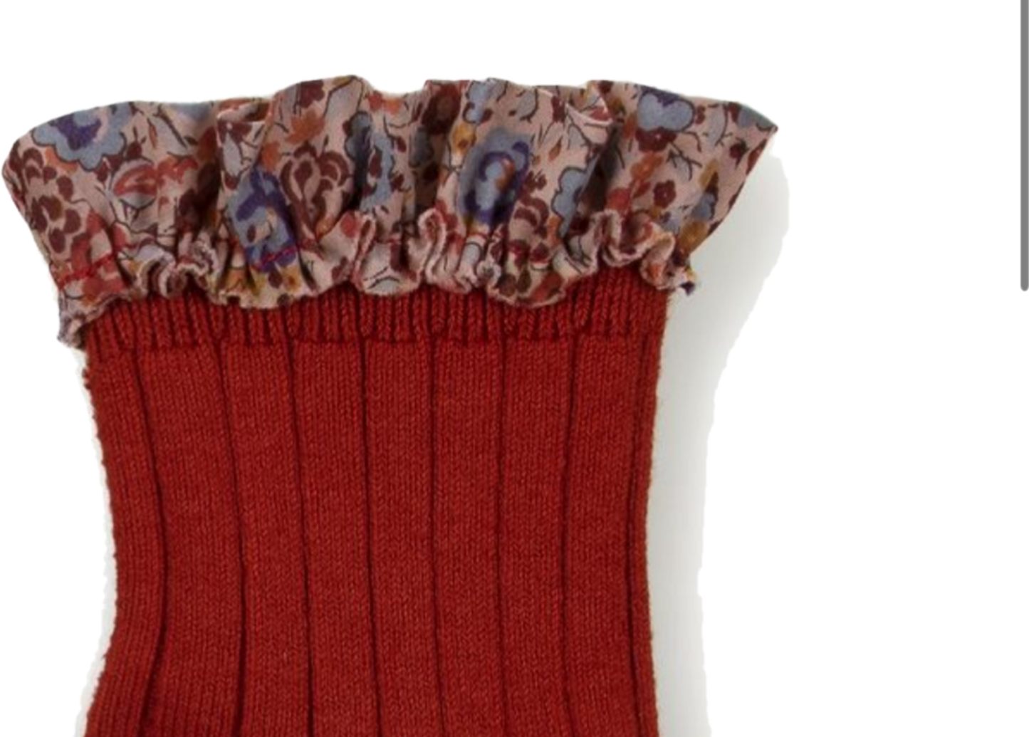 collegien / Charlotte - Liberty Ruffle Ribbed Ankle Socks (Rouge Carmin)