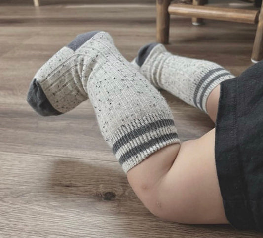 collegien / Noa - Ribbed Nepp-Yarn Varsity Knee-high Socks (Doux Agneaux)