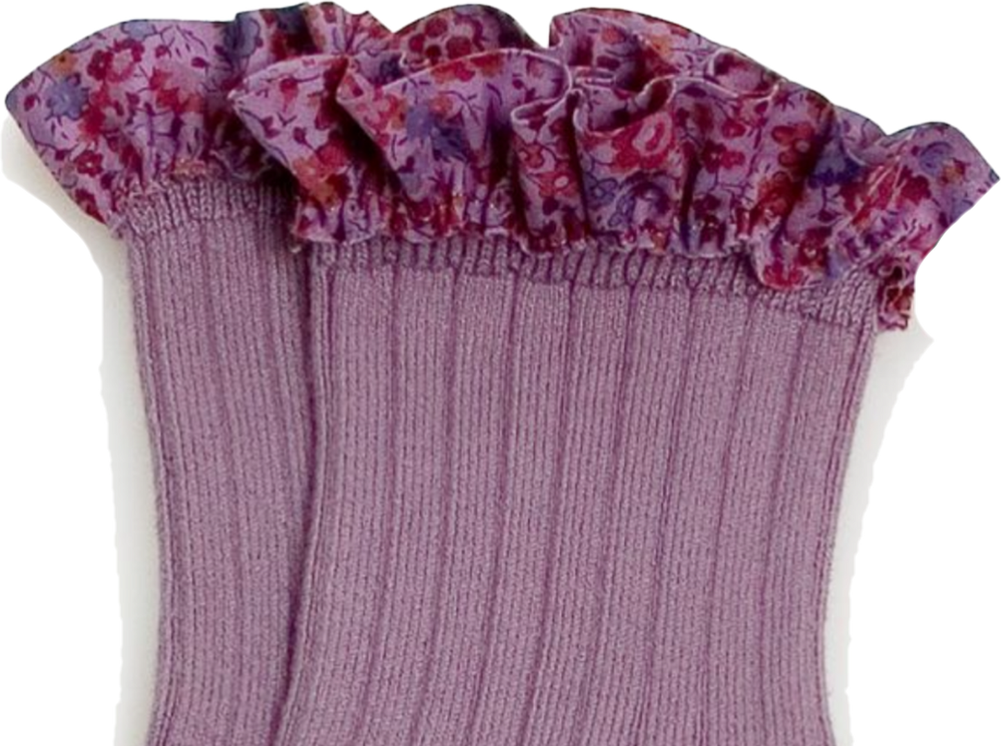 collegien / Charlotte - Liberty Ruffle Ribbed Ankle Socks (Glycine du Japon)