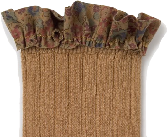 collegien / Charlotte - Liberty Ruffle Ribbed Ankle Socks (Caramel au Beurre Sal?e)