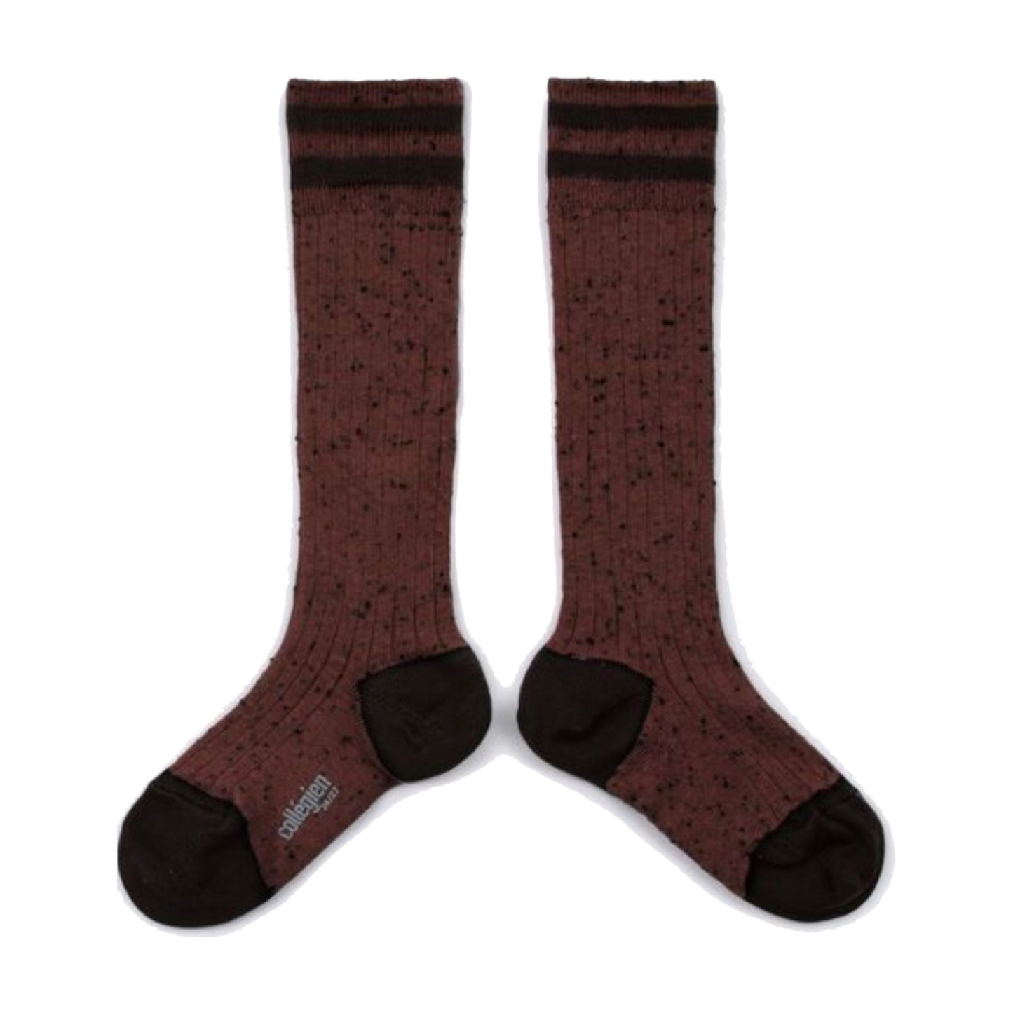 collegien / Noa - Ribbed Nepp-Yarn Varsity Knee-high Socks (Ch?taigne)