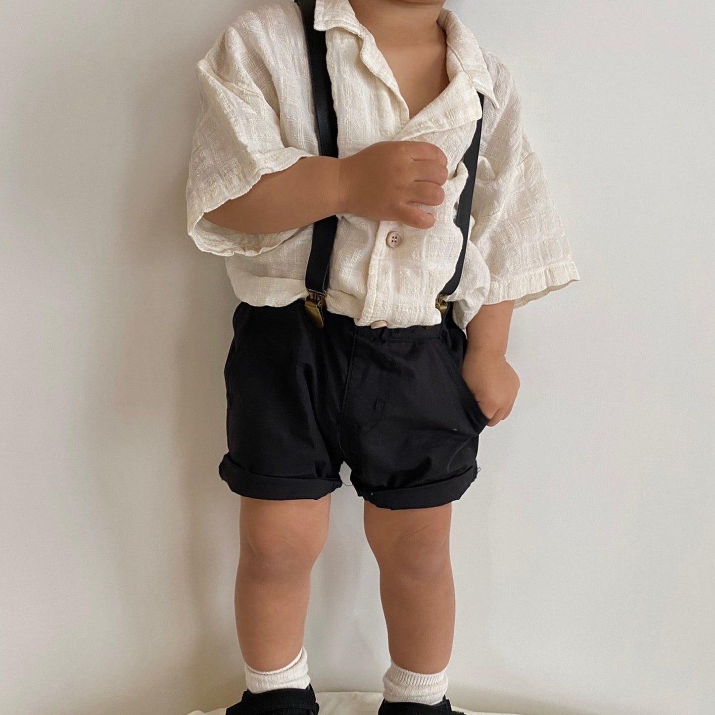 leather suspender / camel