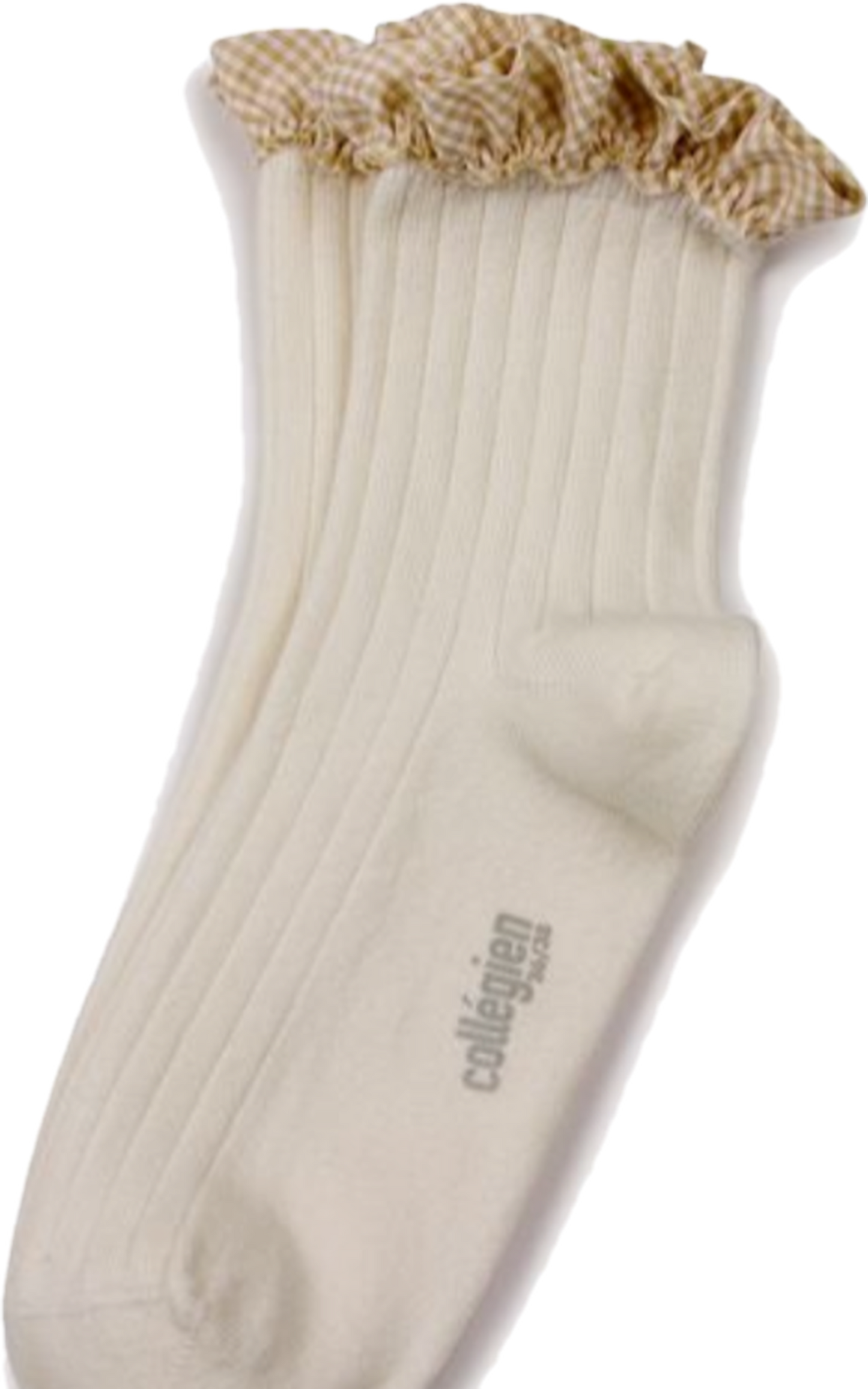 collegien / Brigitte - Gingham Ruffle Ribbed Ankle Socks (Doux Agneaux)