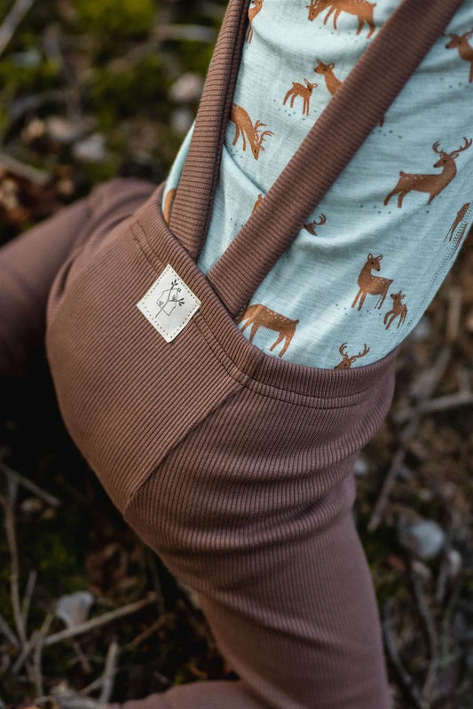 ribbed leggings with braces / dusty brown