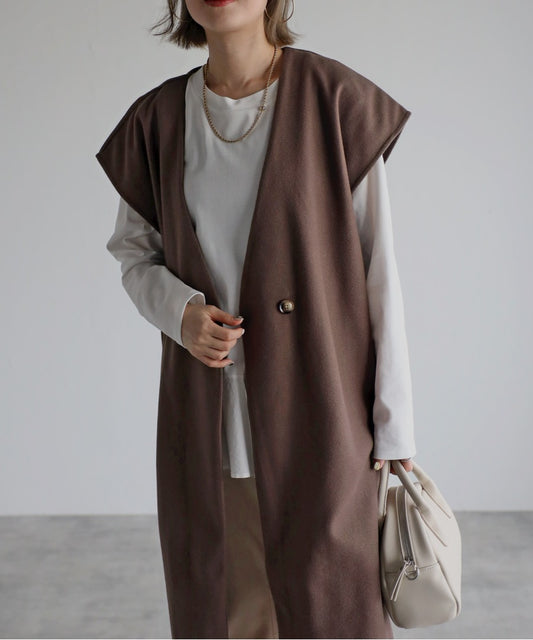 eco wool long vest