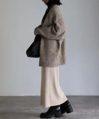 Boucle volume cardigan / beige