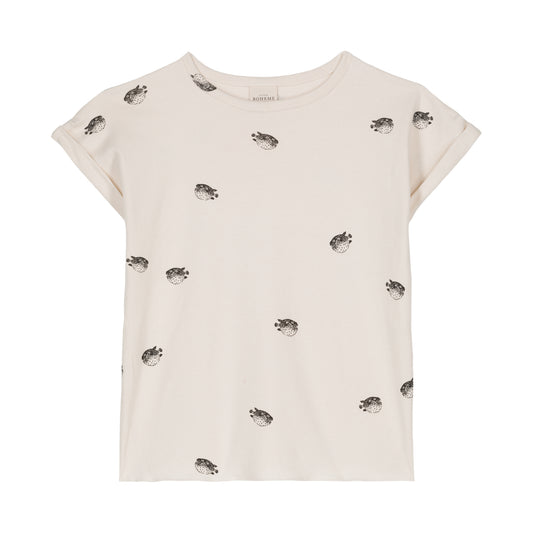 T-SHIRT BAMA / ecru-puffer fish