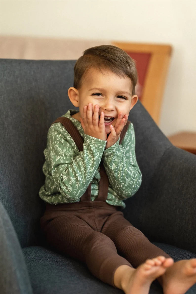 ribbed leggings with braces / dusty brown