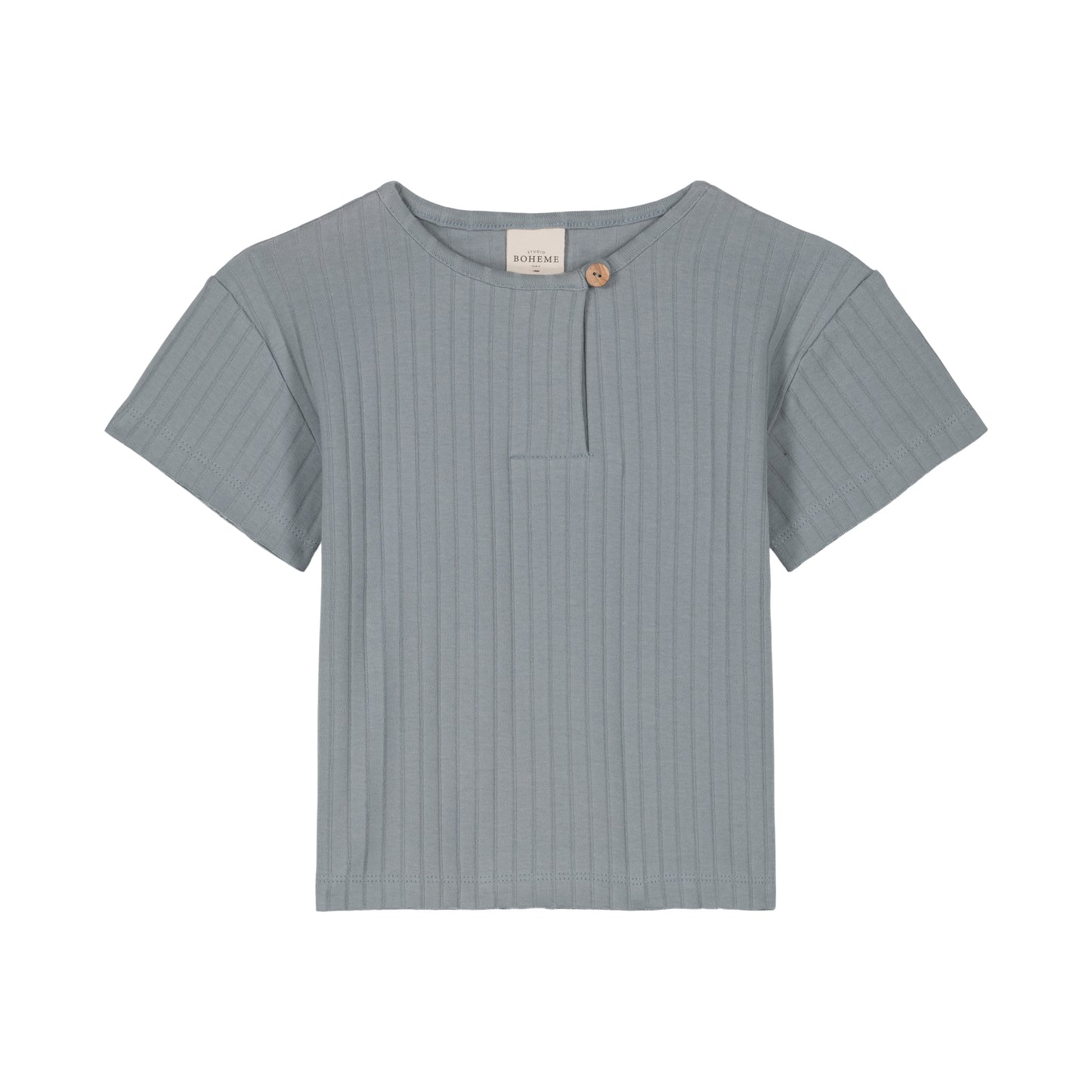 T-SHIRT ORSO RIB / gray blue
