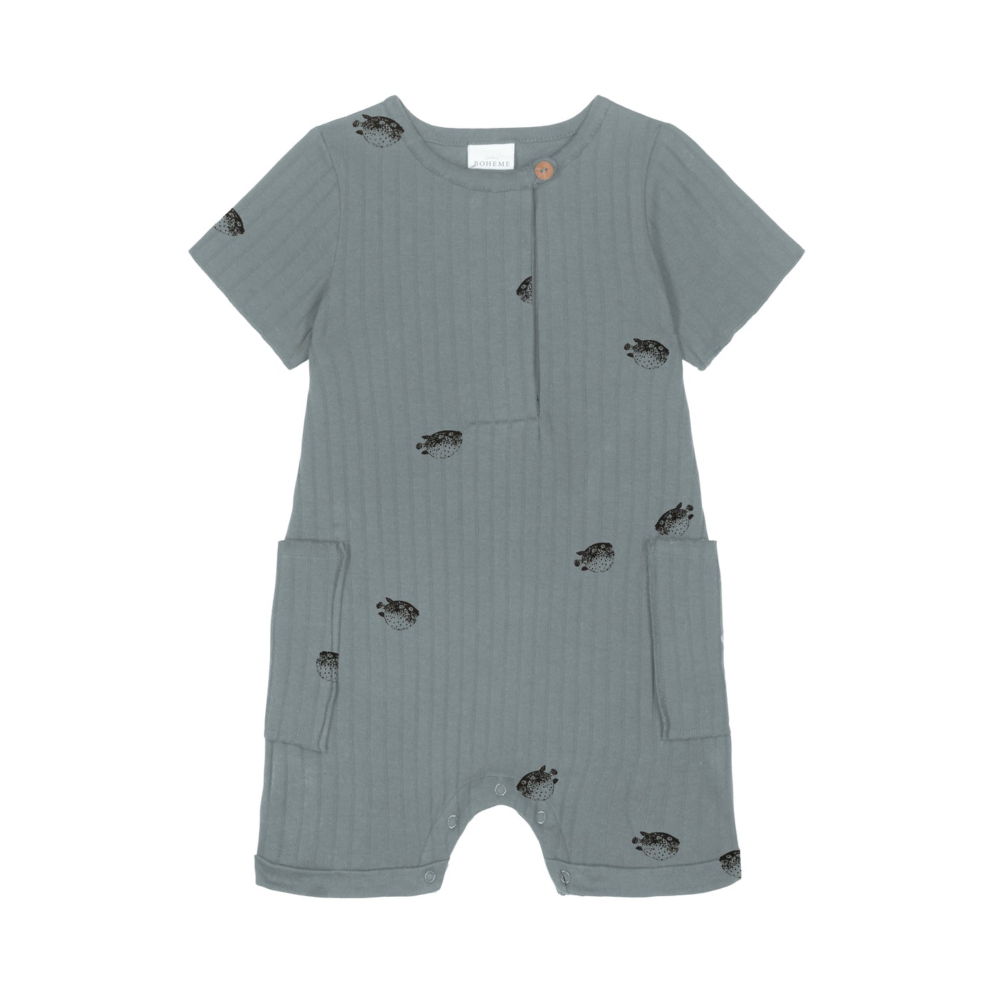 JUMPSUIT AIME RIB / gray blue-puffer fish