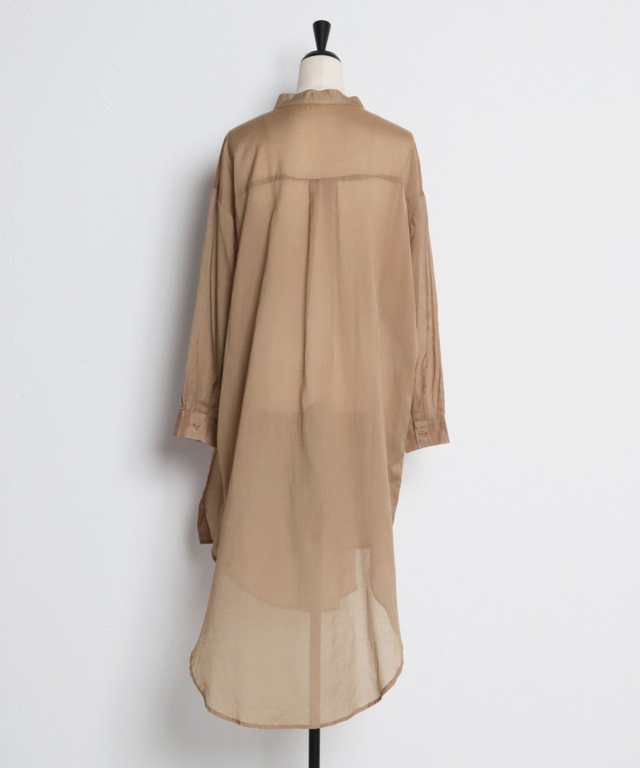 no collar sheer long shirt