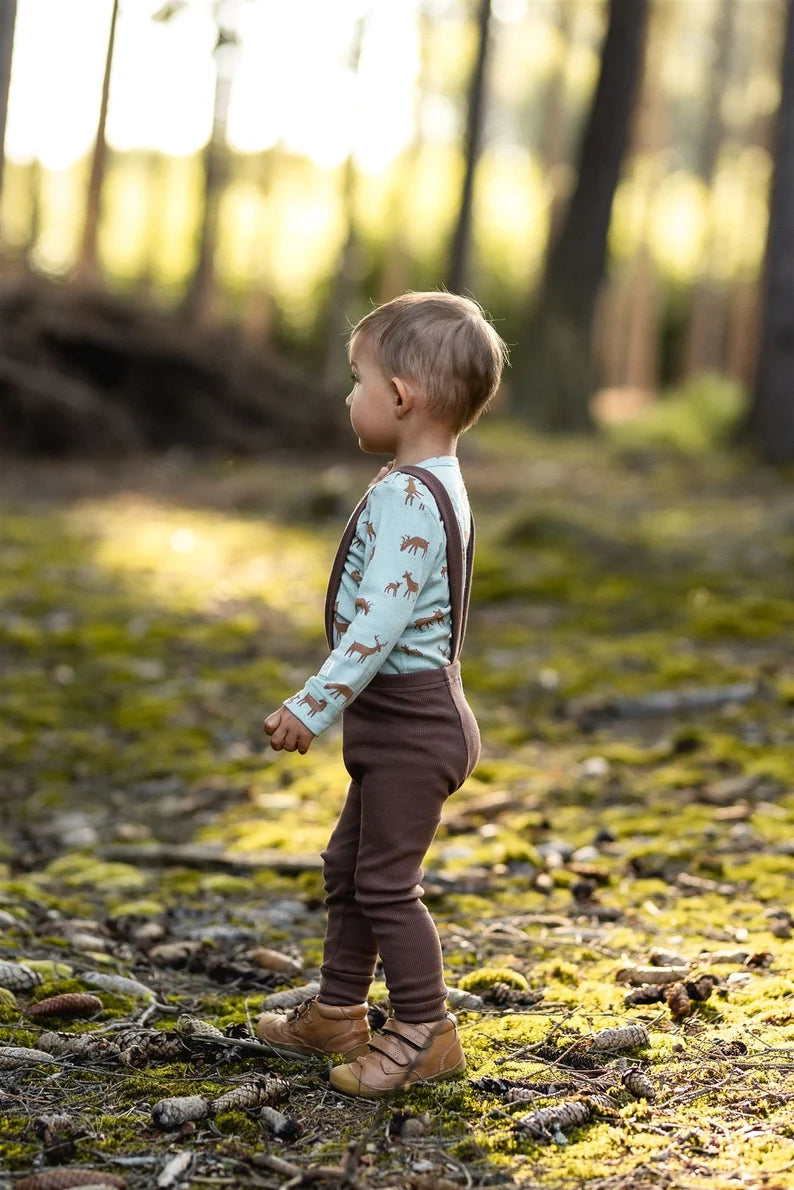 ribbed leggings with braces / dusty brown