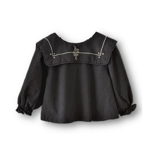 mongle stich blouse / ash blue