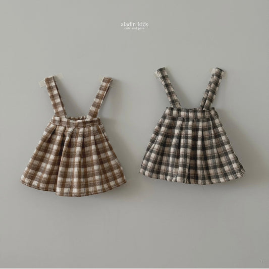 wool check skirt / black