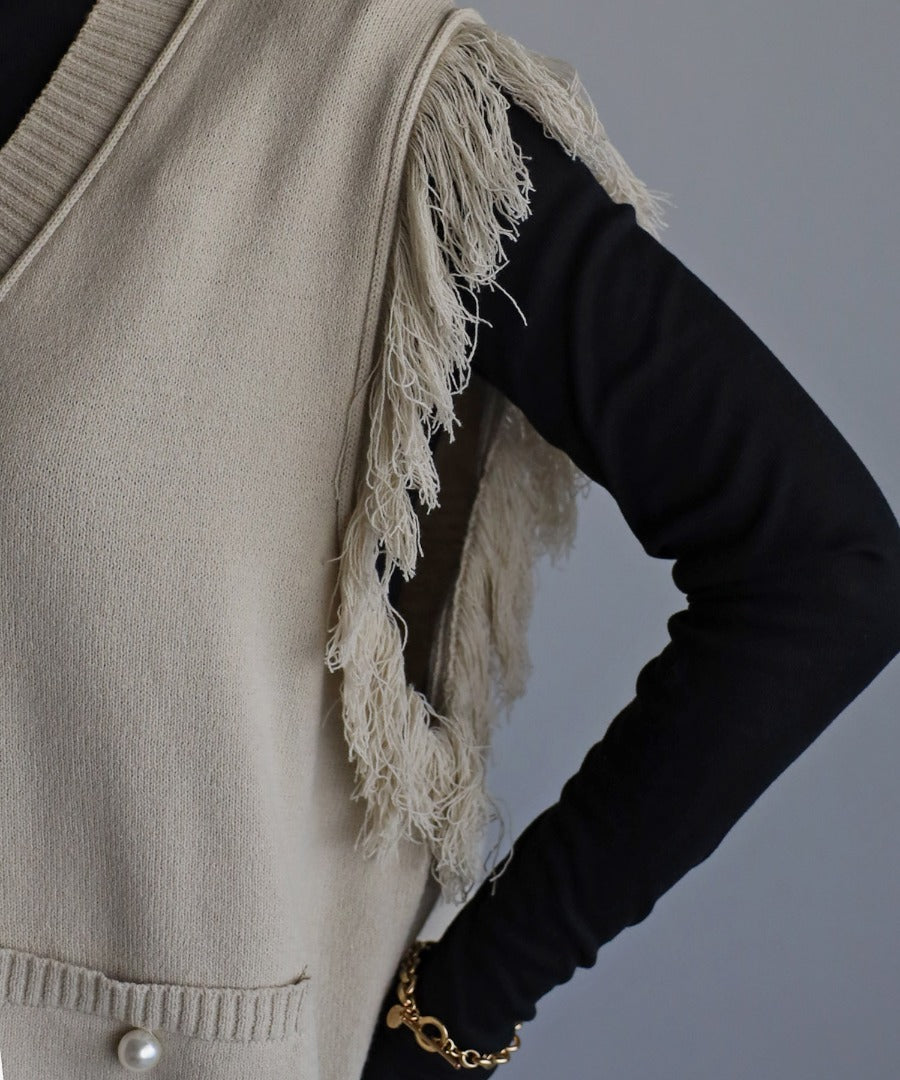 pearl pocket fringe vest