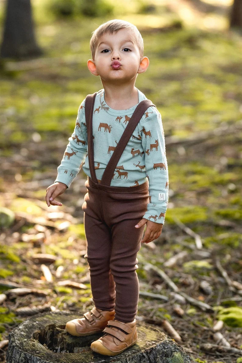 ribbed leggings with braces / dusty brown